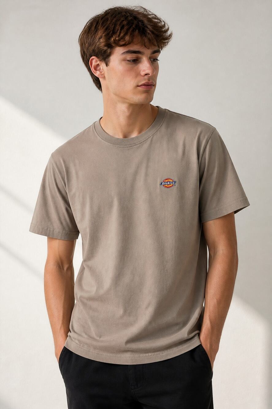 Dickies Logo T-Shirt Taupe Crew Neck Short Sleeve Size Medium